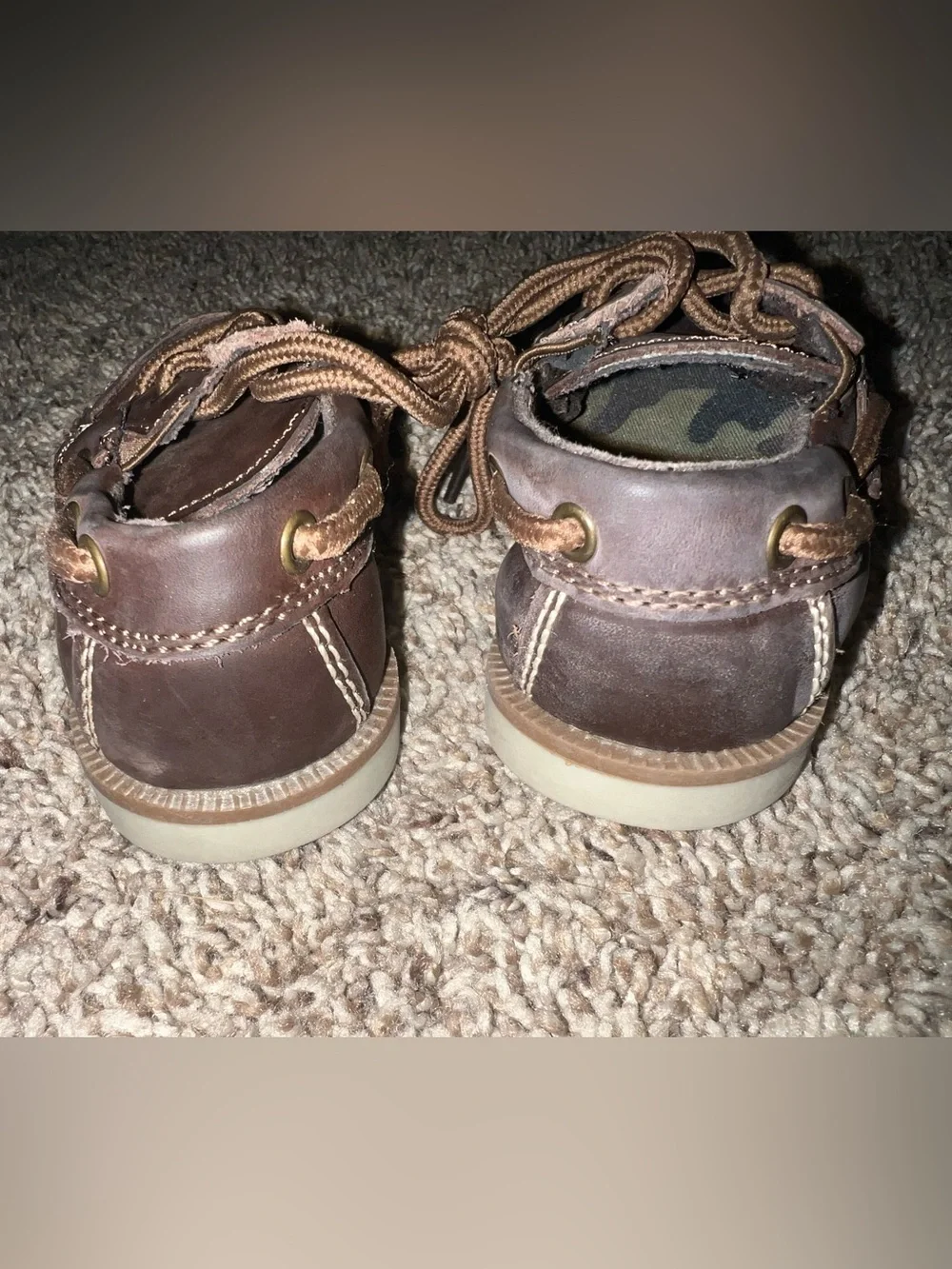 Y2K Vintage Cherokee Brown Genuine Leather Boat Shoes Baby Boy Toddler 5